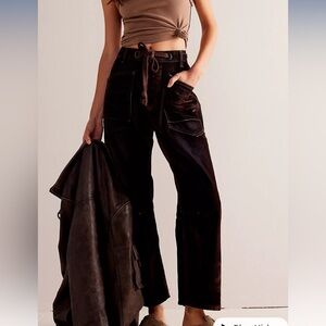 Free people We The Free Moxie Flocked Pull-On Barrel Jeans